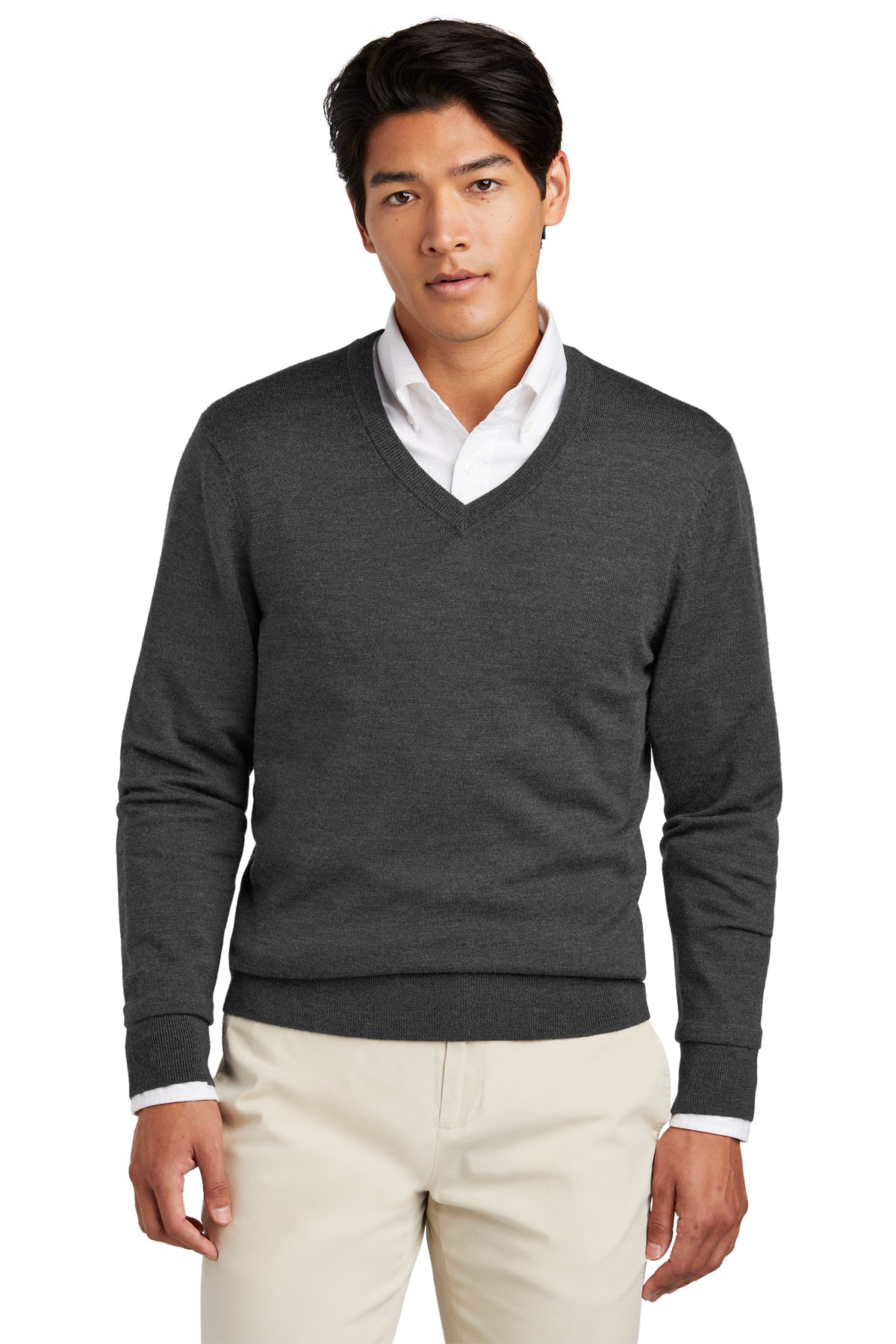 ◆Brooks Brothers◆ Cotton Tennis V-Neck Sweater Gray BBWNMF Brooks Brothers Cotton Stretch V-Neck Sweater | Product | SanMar